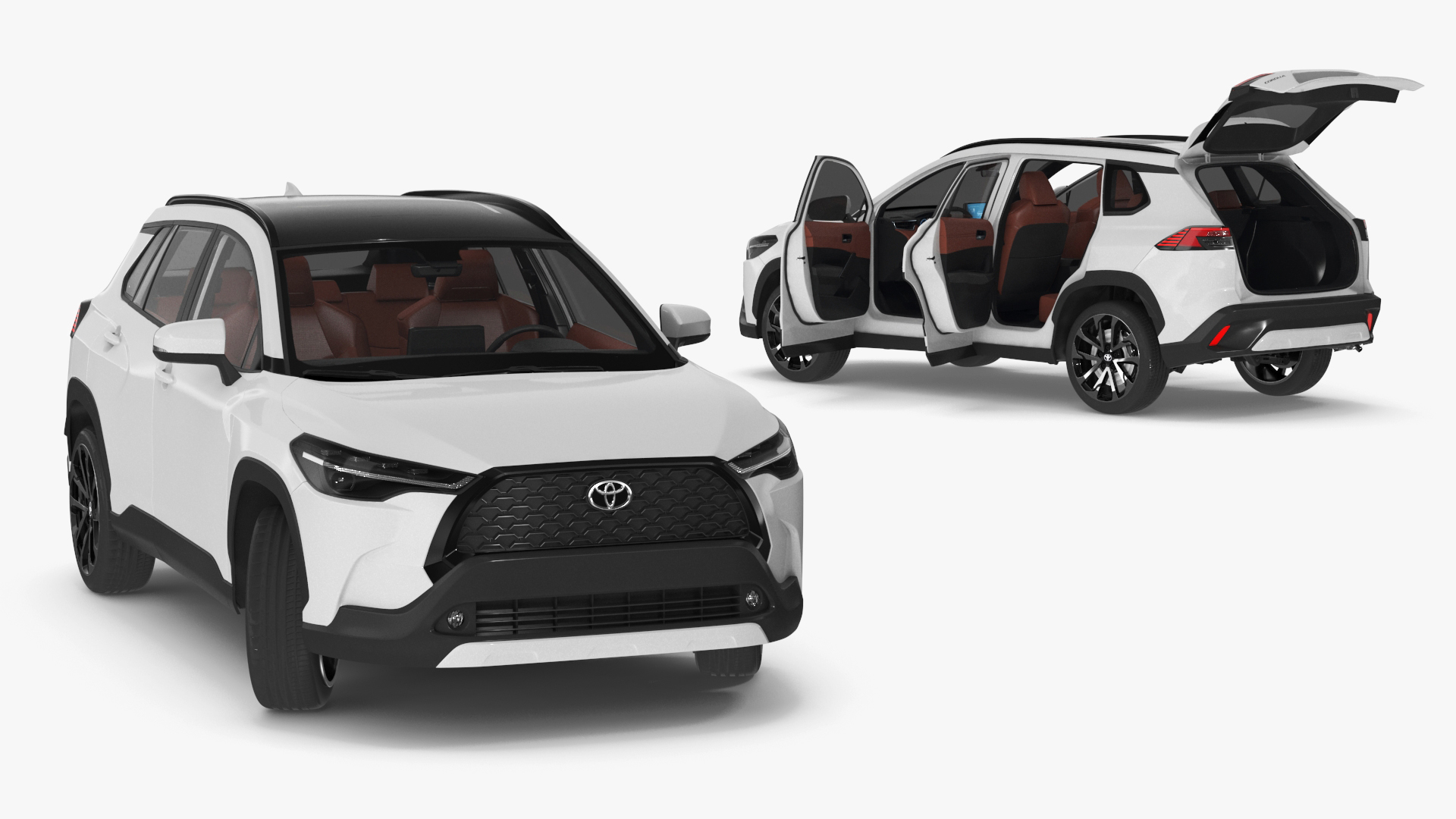 Toyota Corolla Cross 2023 White Color Rigged 3D model