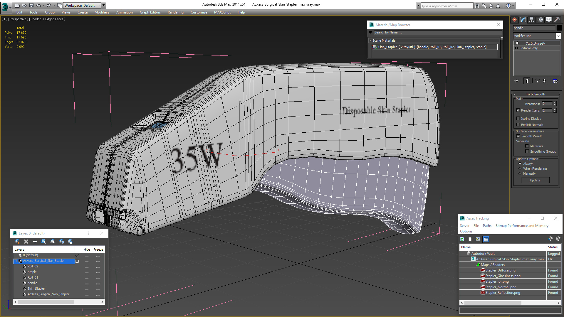 3D AcXess Surgical Skin Stapler model
