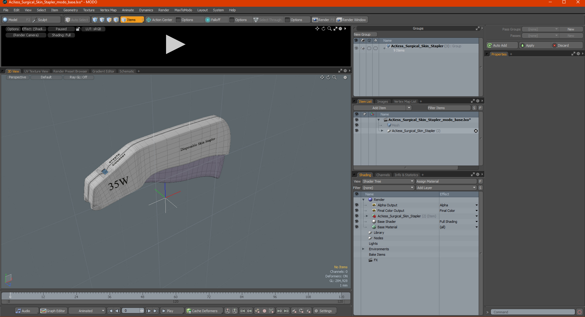 3D AcXess Surgical Skin Stapler model