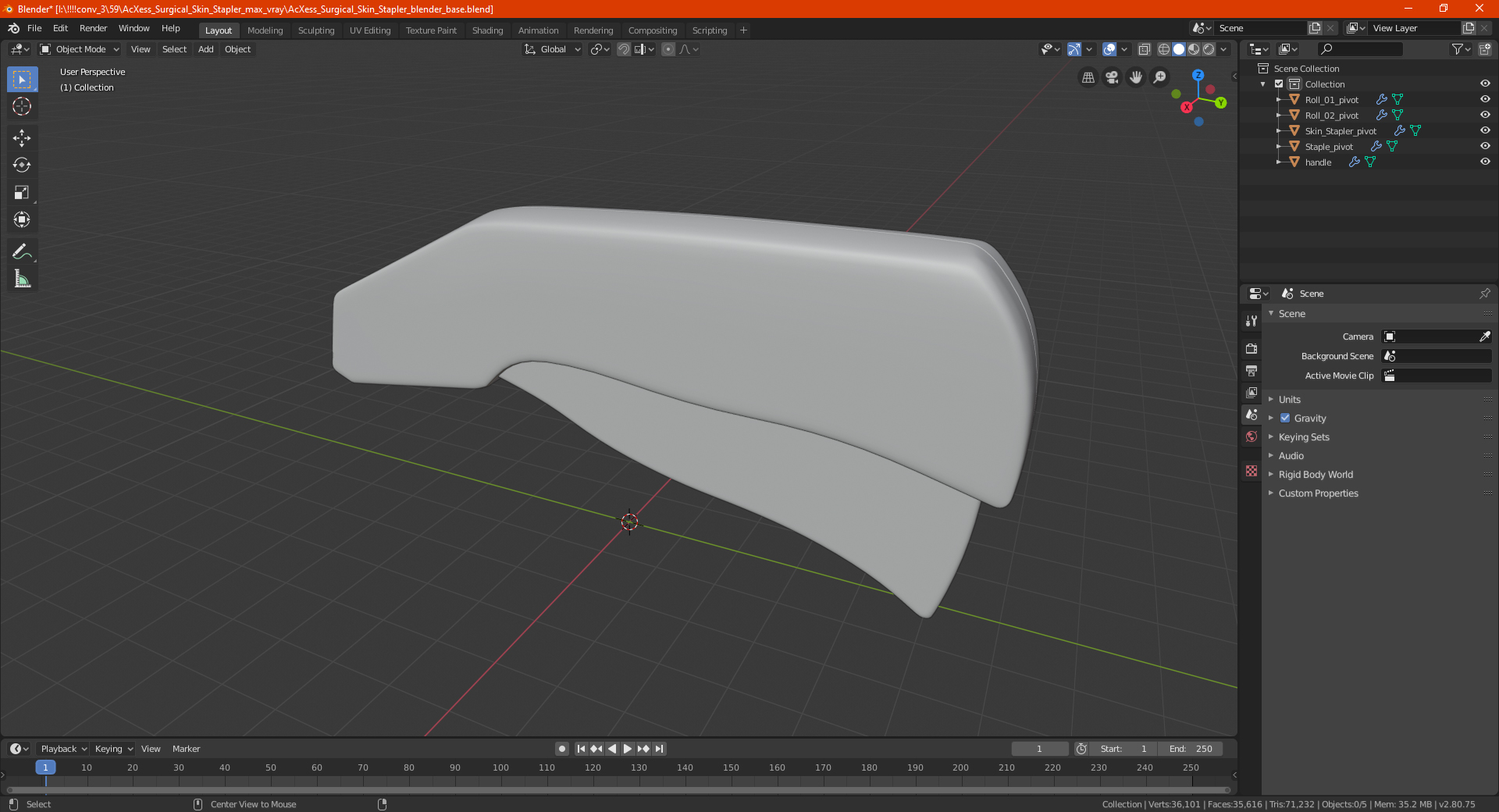 3D AcXess Surgical Skin Stapler model