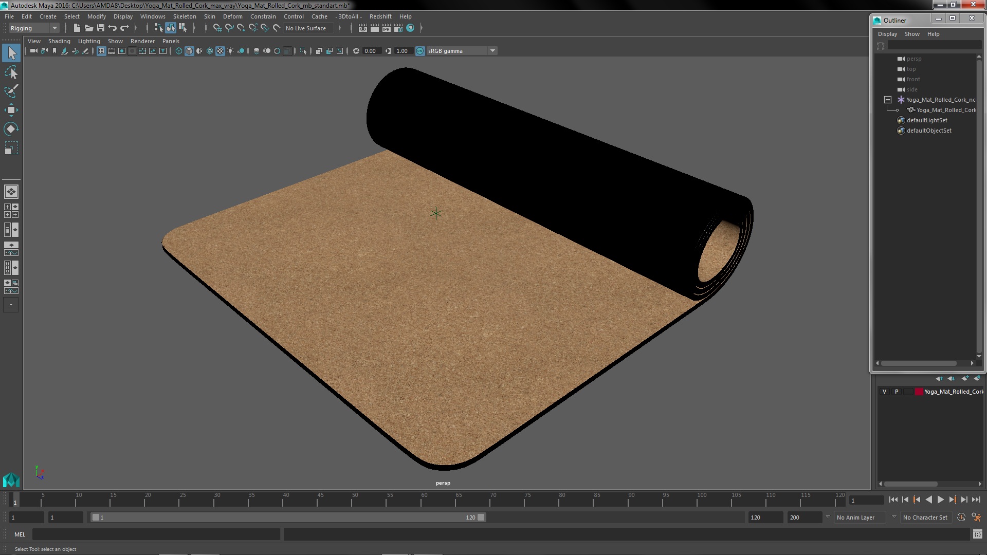 3D model Yoga Mat Rolled Cork