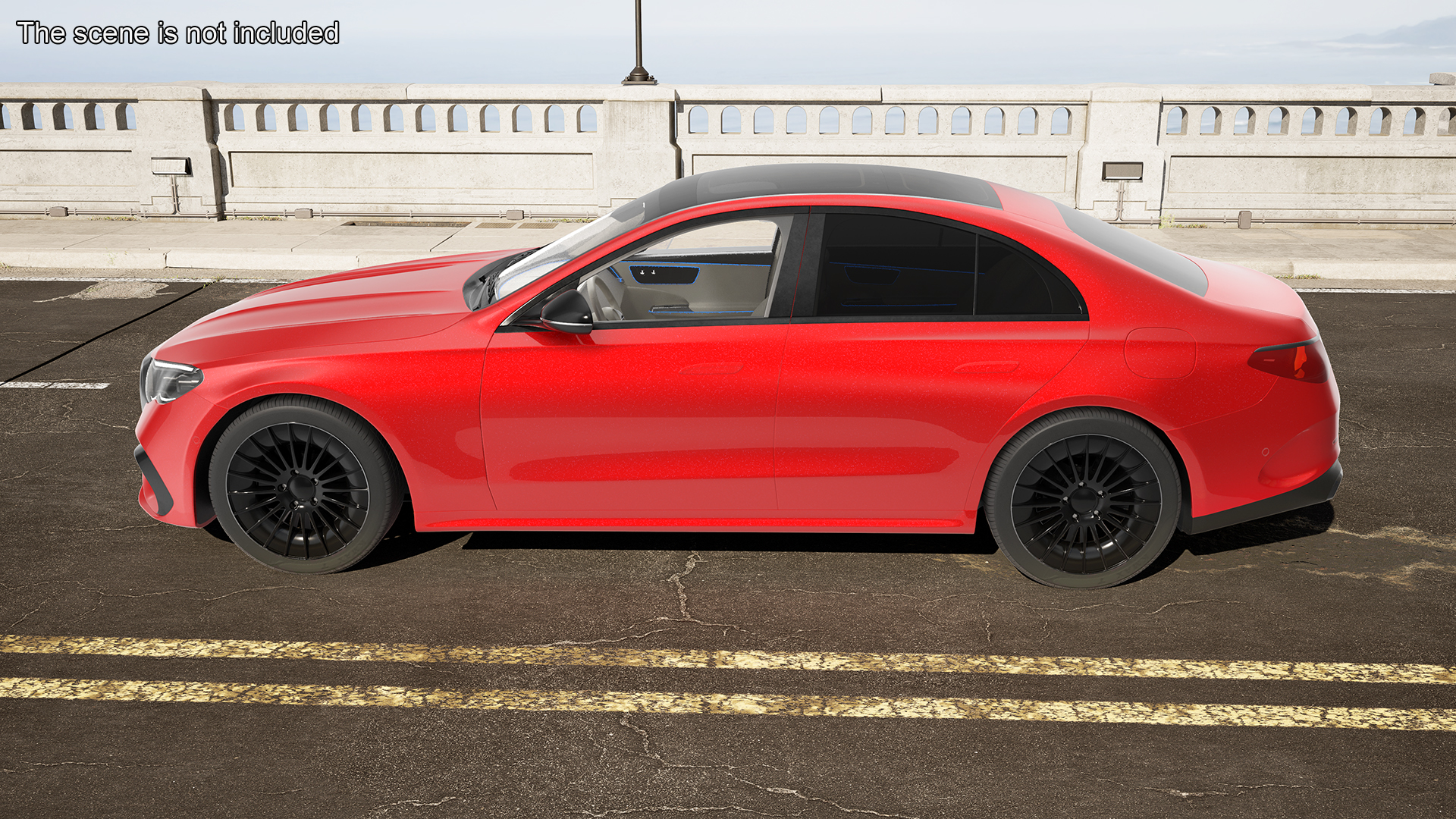 Red Luxury Sedan Simple Interior 3D