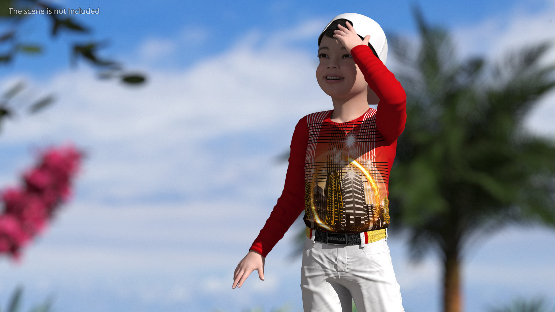 3D Smiling Asian Child Boy model