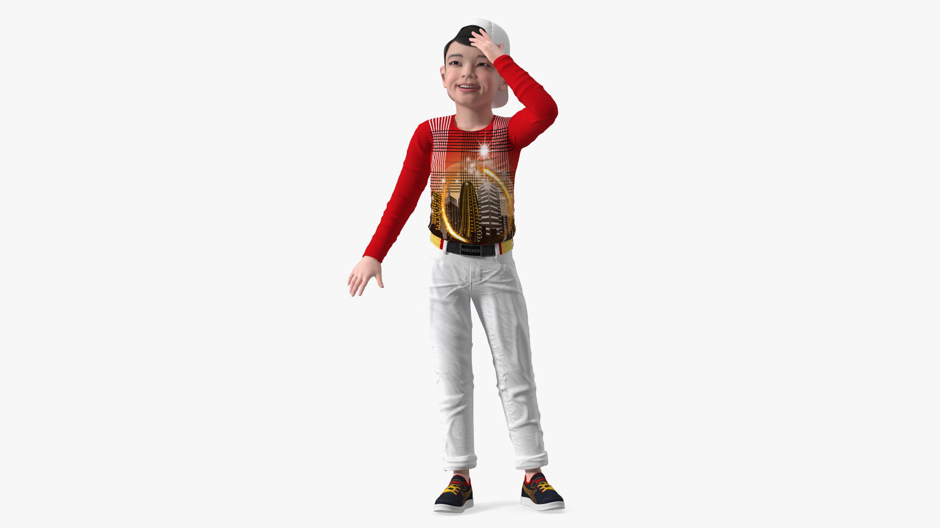 3D Smiling Asian Child Boy model