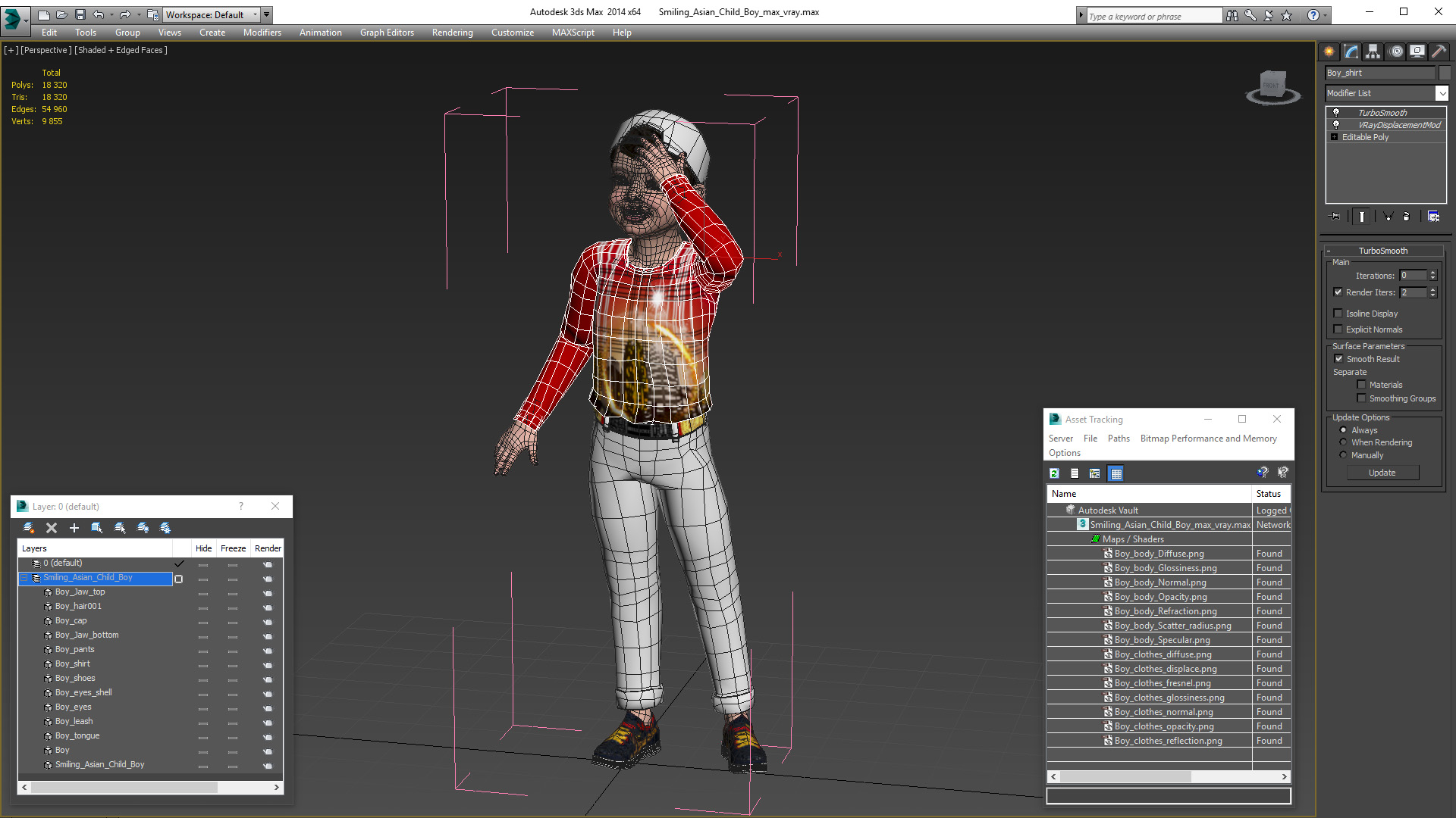 3D Smiling Asian Child Boy model