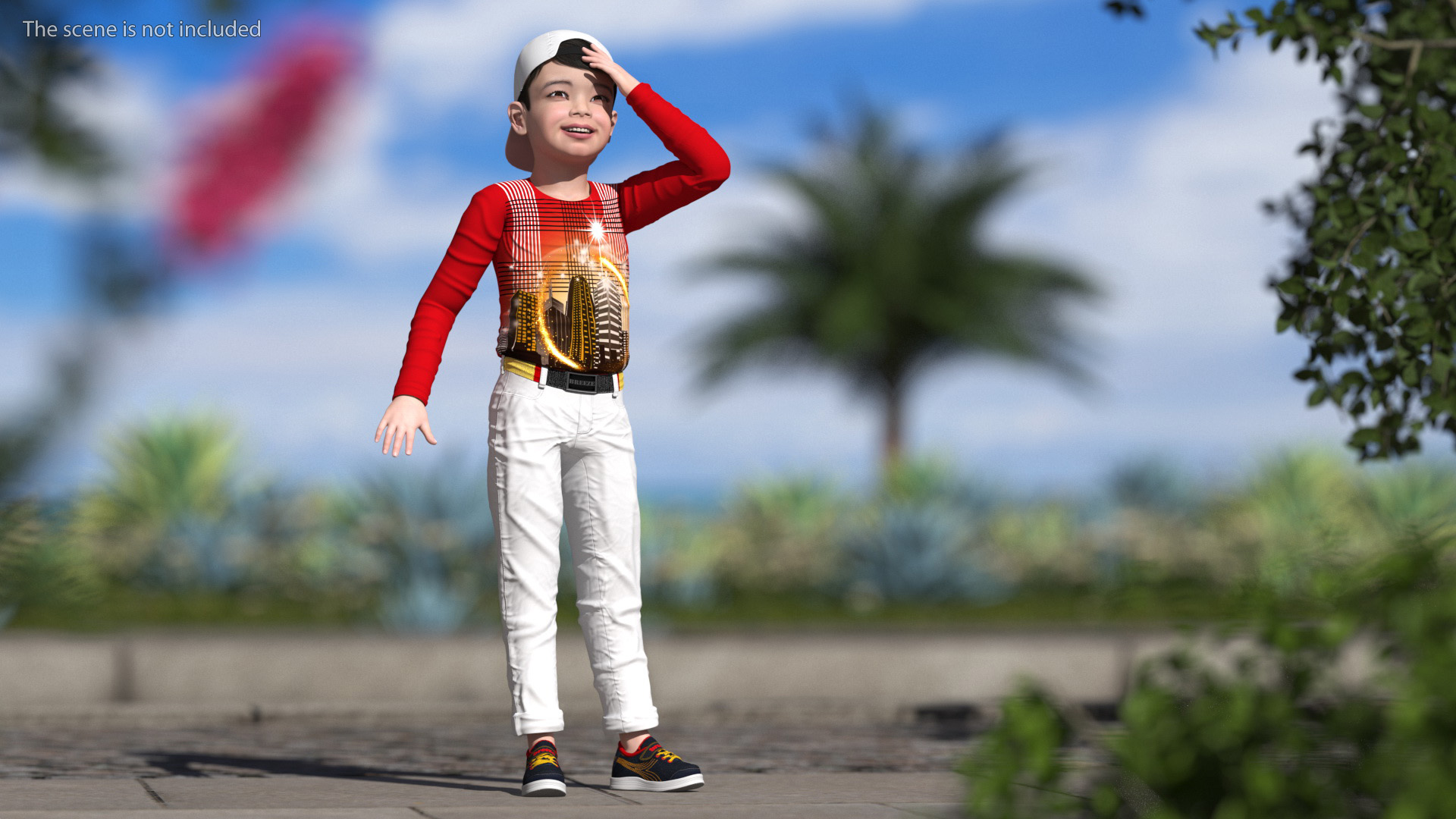 3D Smiling Asian Child Boy model