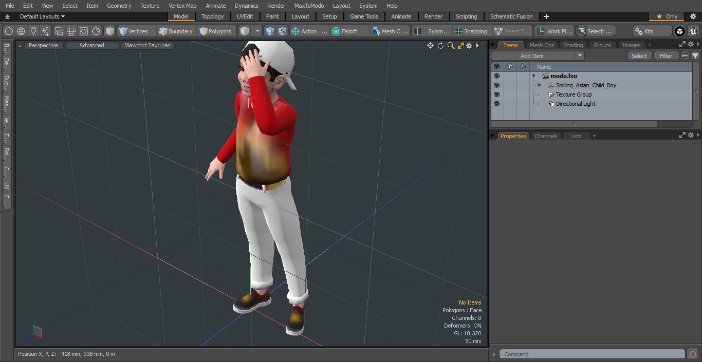 3D Smiling Asian Child Boy model