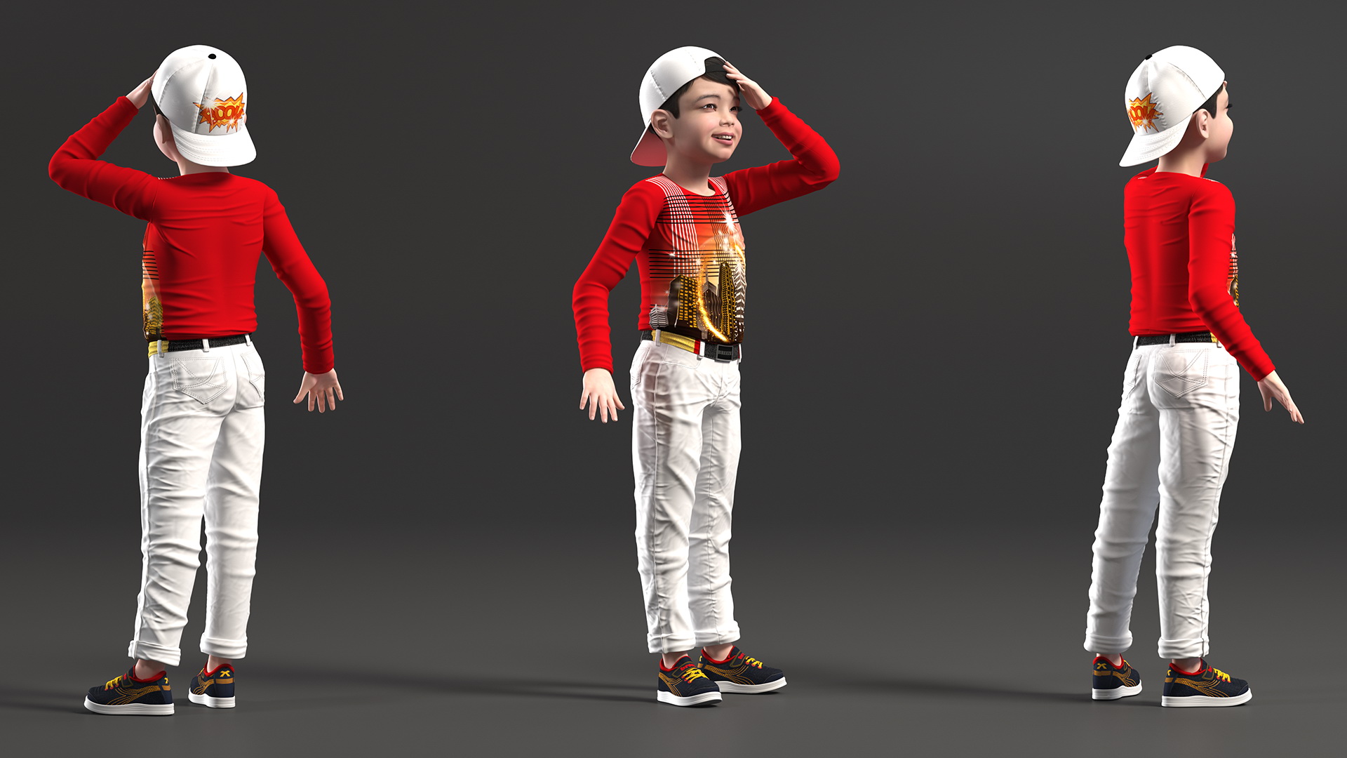 3D Smiling Asian Child Boy model