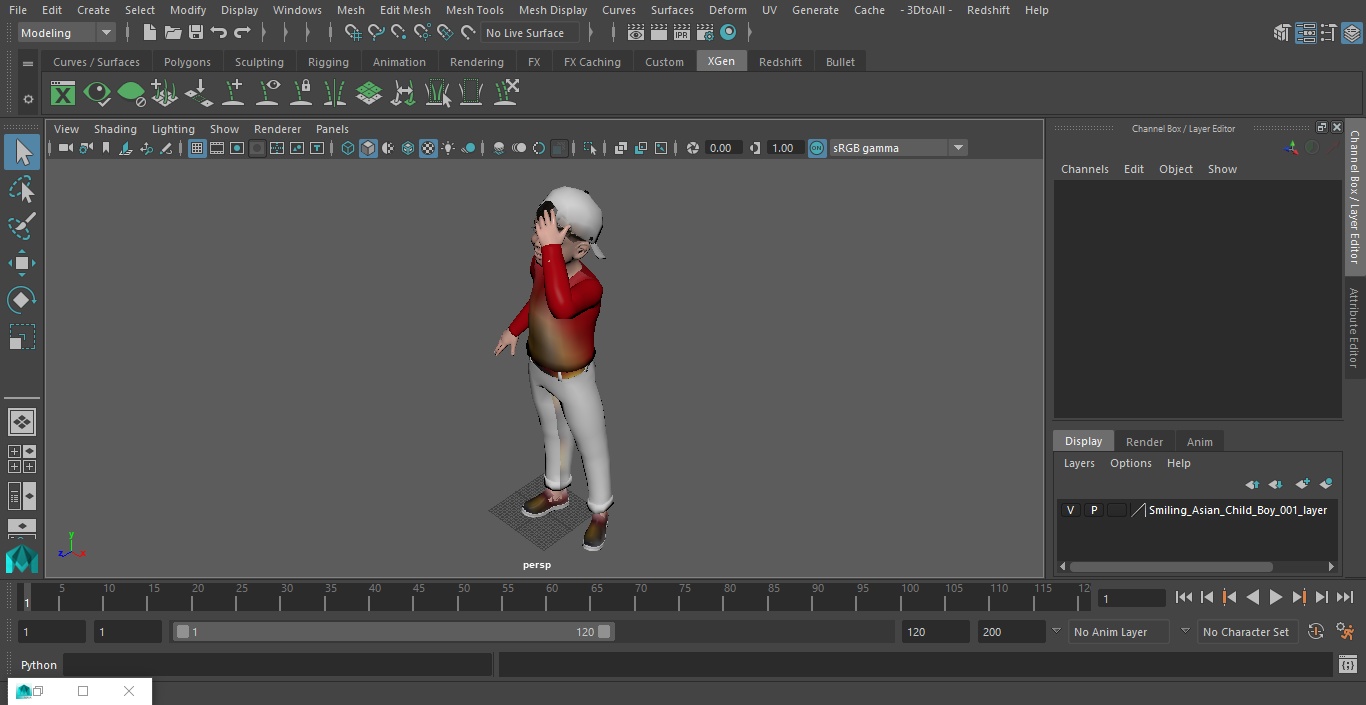 3D Smiling Asian Child Boy model