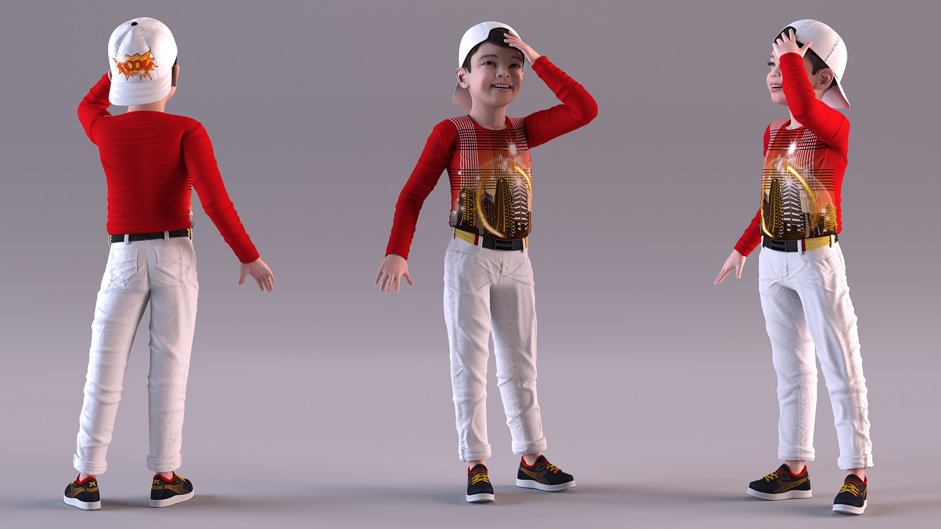 3D Smiling Asian Child Boy model