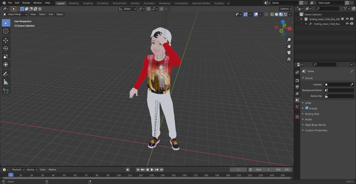 3D Smiling Asian Child Boy model
