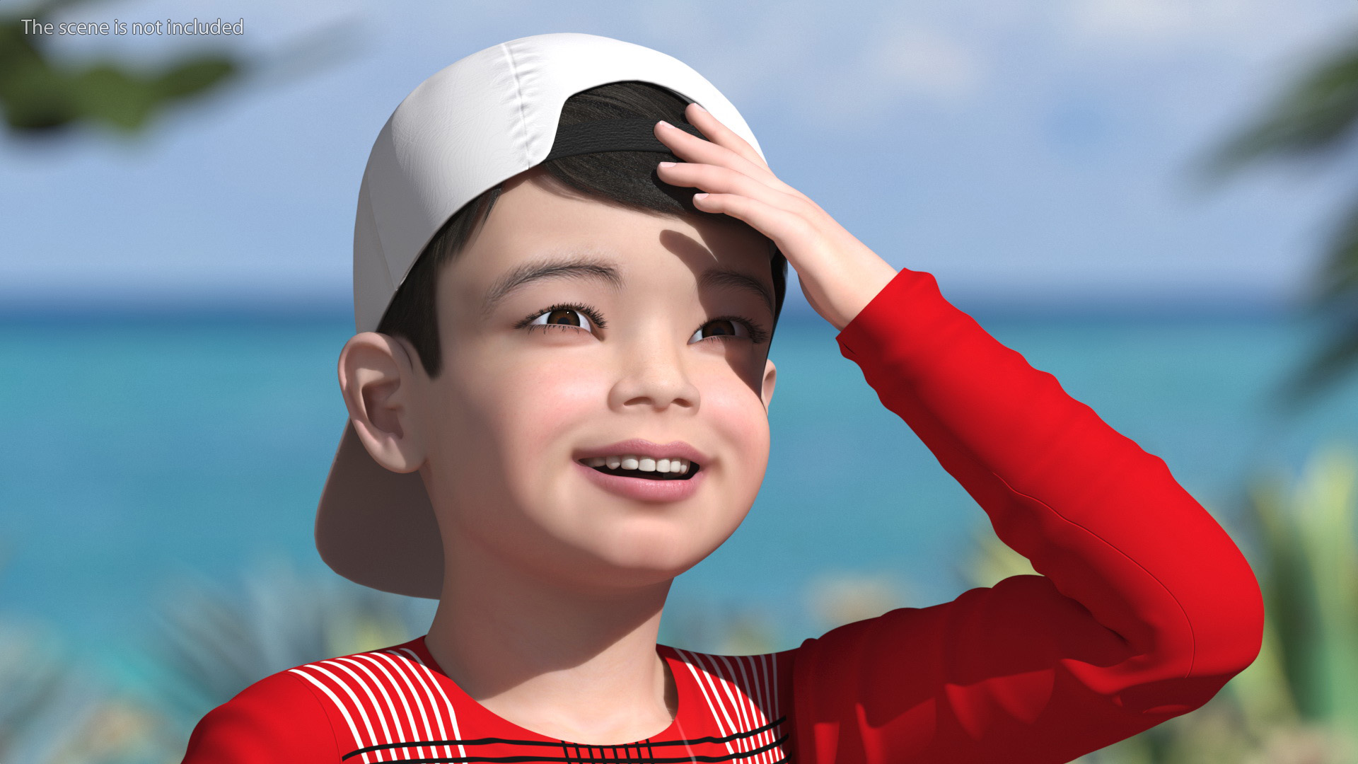 3D Smiling Asian Child Boy model