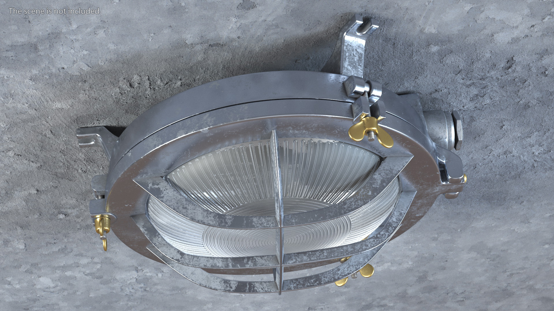3D Steel Round Bulkhead Light with Corrugated Glass model