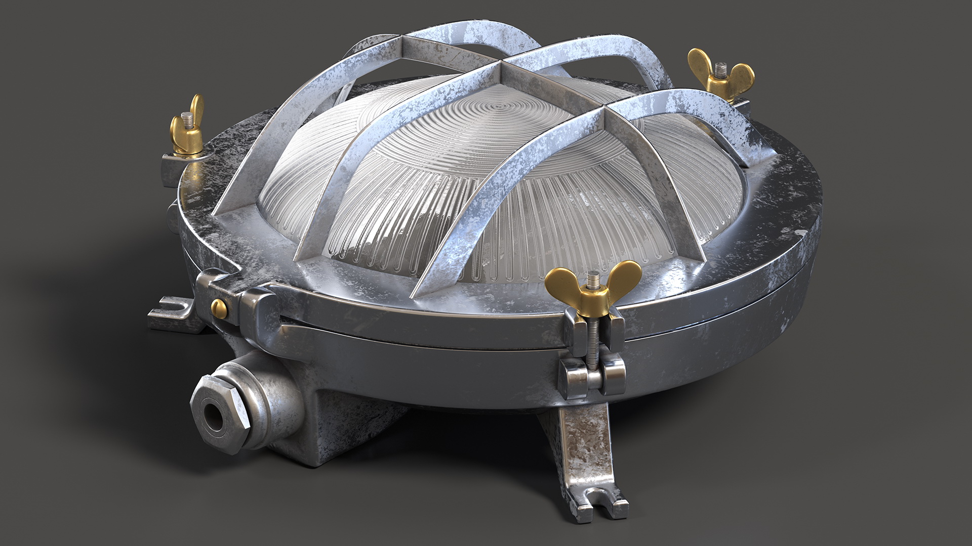 3D Steel Round Bulkhead Light with Corrugated Glass model
