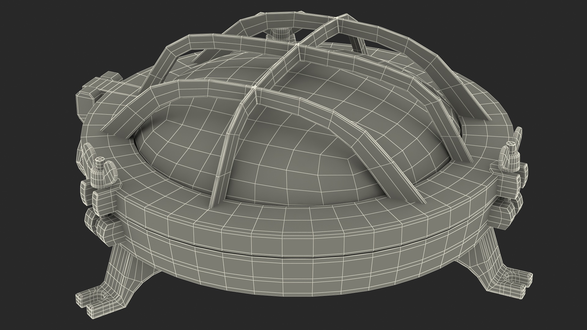 3D Steel Round Bulkhead Light with Corrugated Glass model