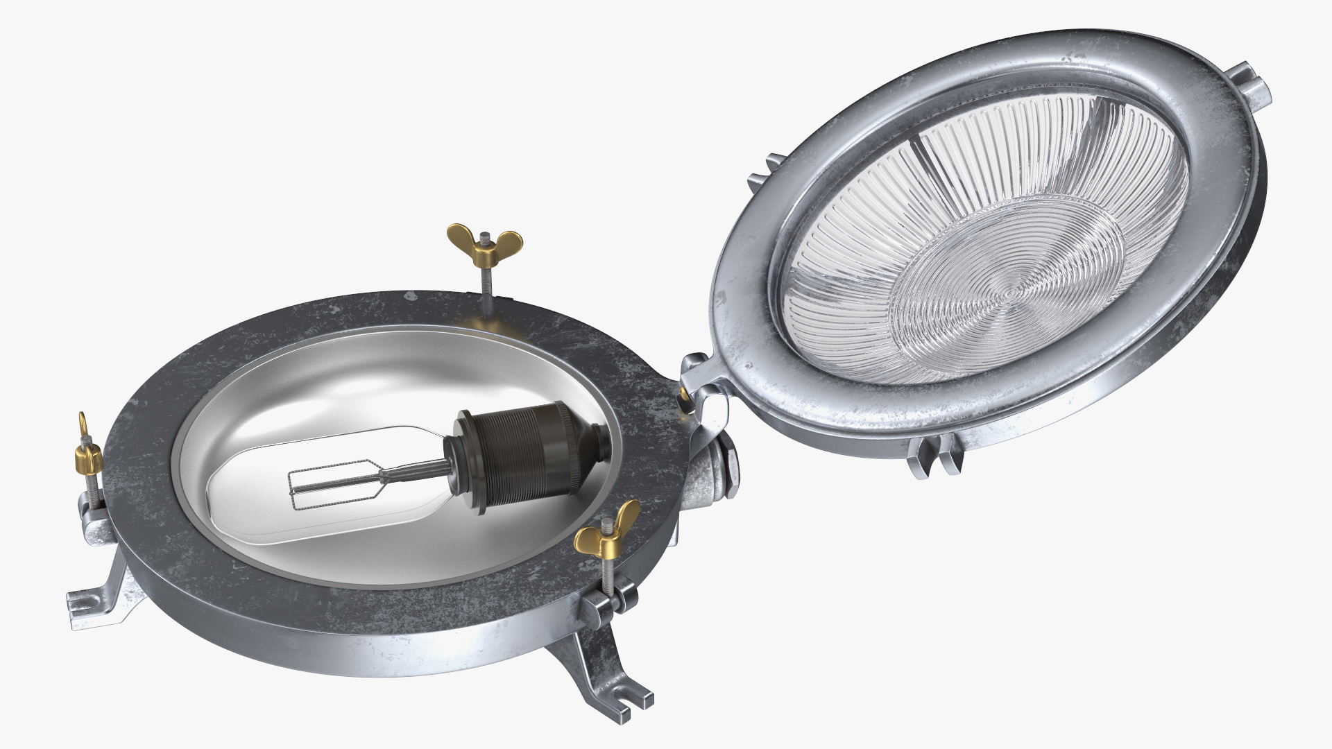 3D Steel Round Bulkhead Light with Corrugated Glass model