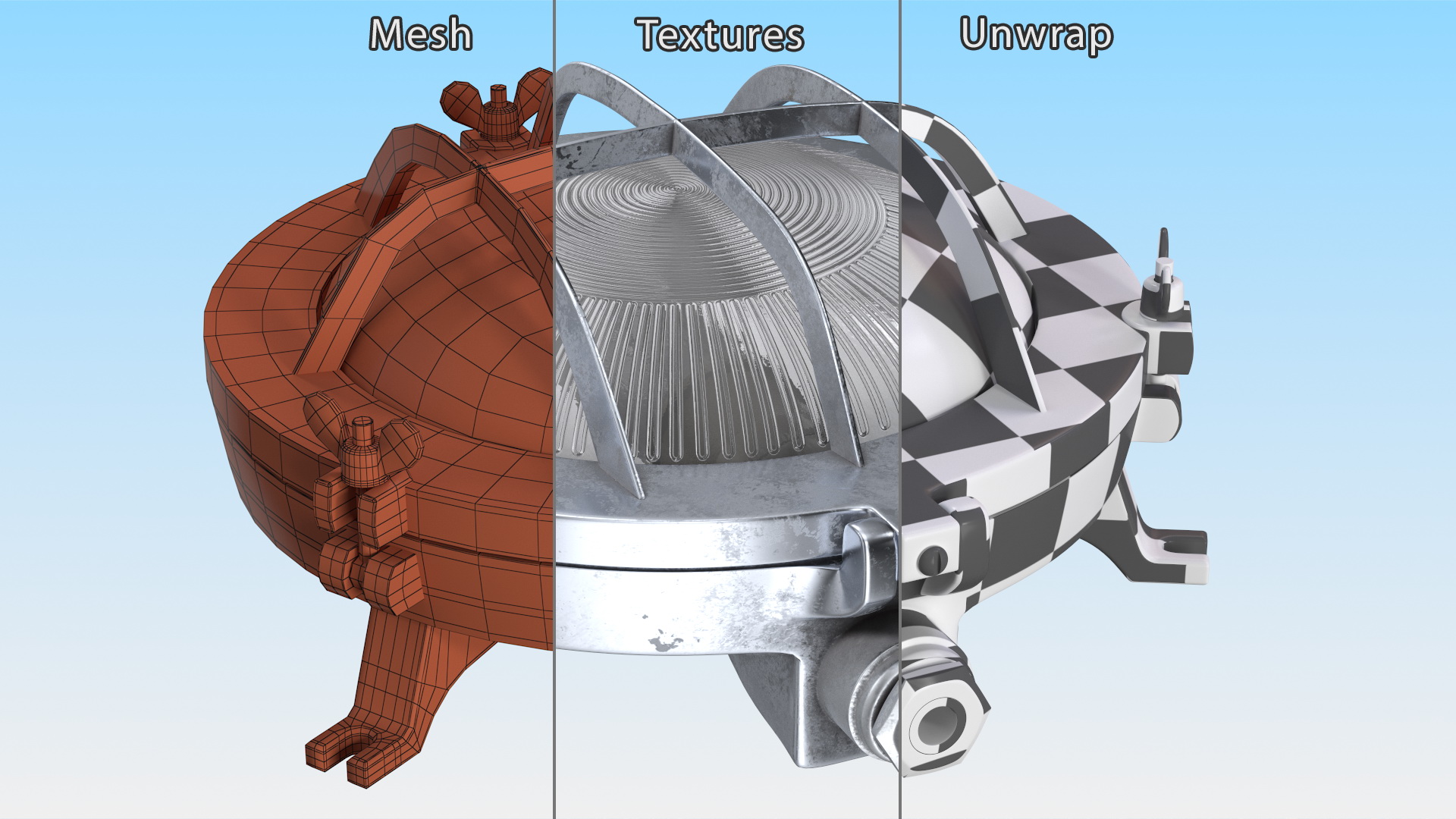 3D Steel Round Bulkhead Light with Corrugated Glass model