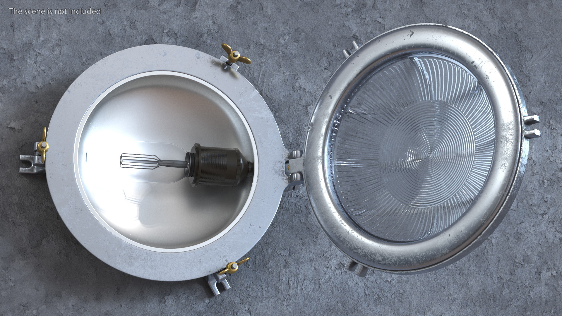 3D Steel Round Bulkhead Light with Corrugated Glass model