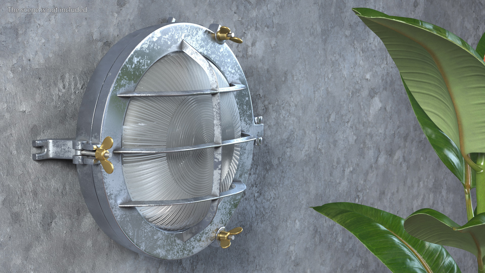 3D Steel Round Bulkhead Light with Corrugated Glass model