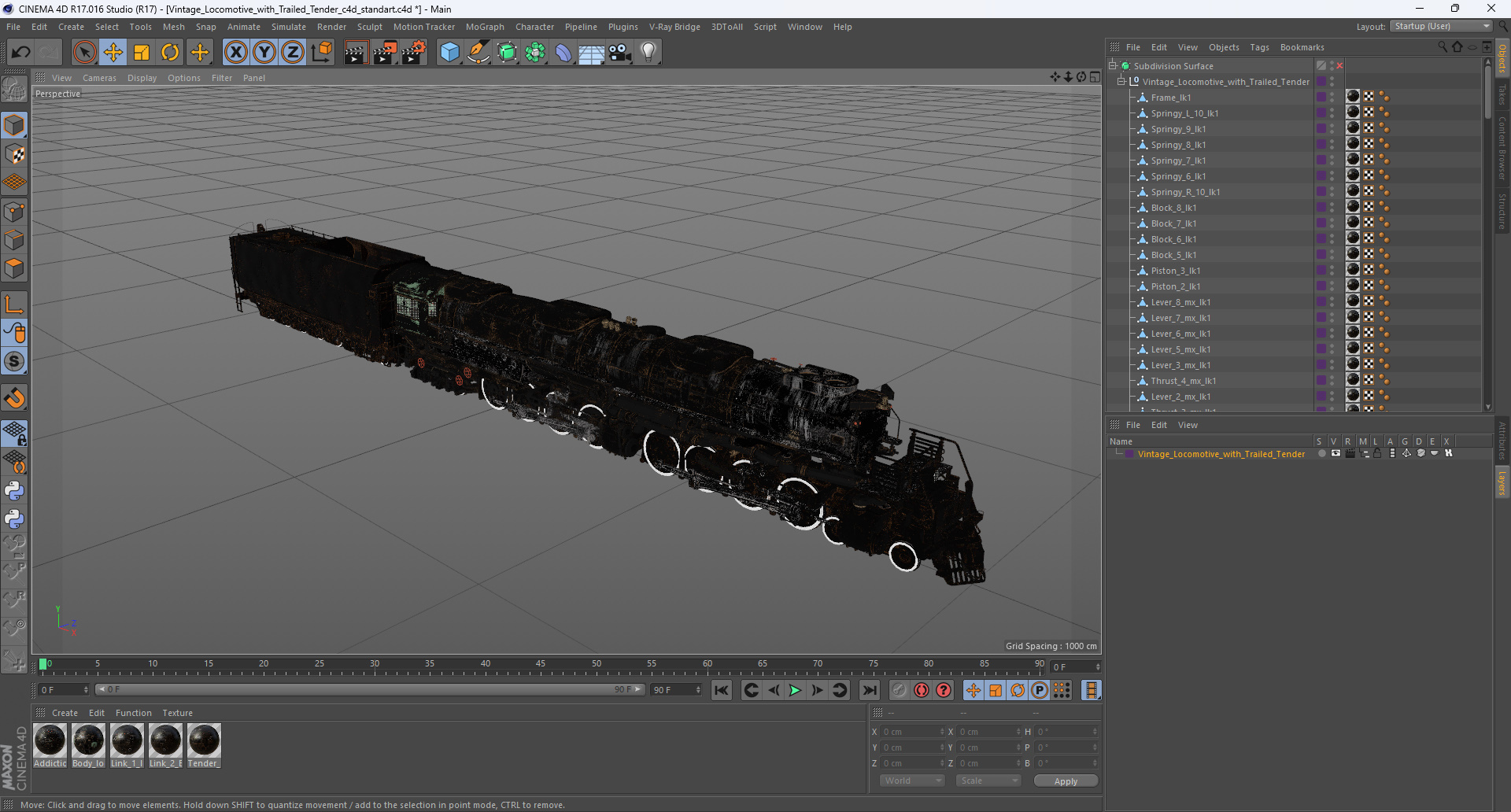 3D Vintage Locomotive with Trailed Tender model