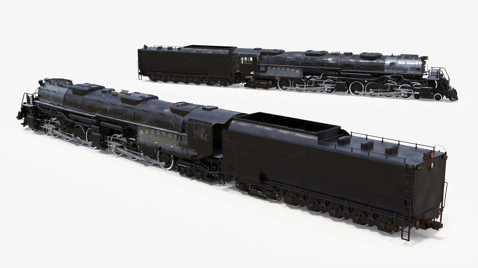 3D Vintage Locomotive with Trailed Tender model