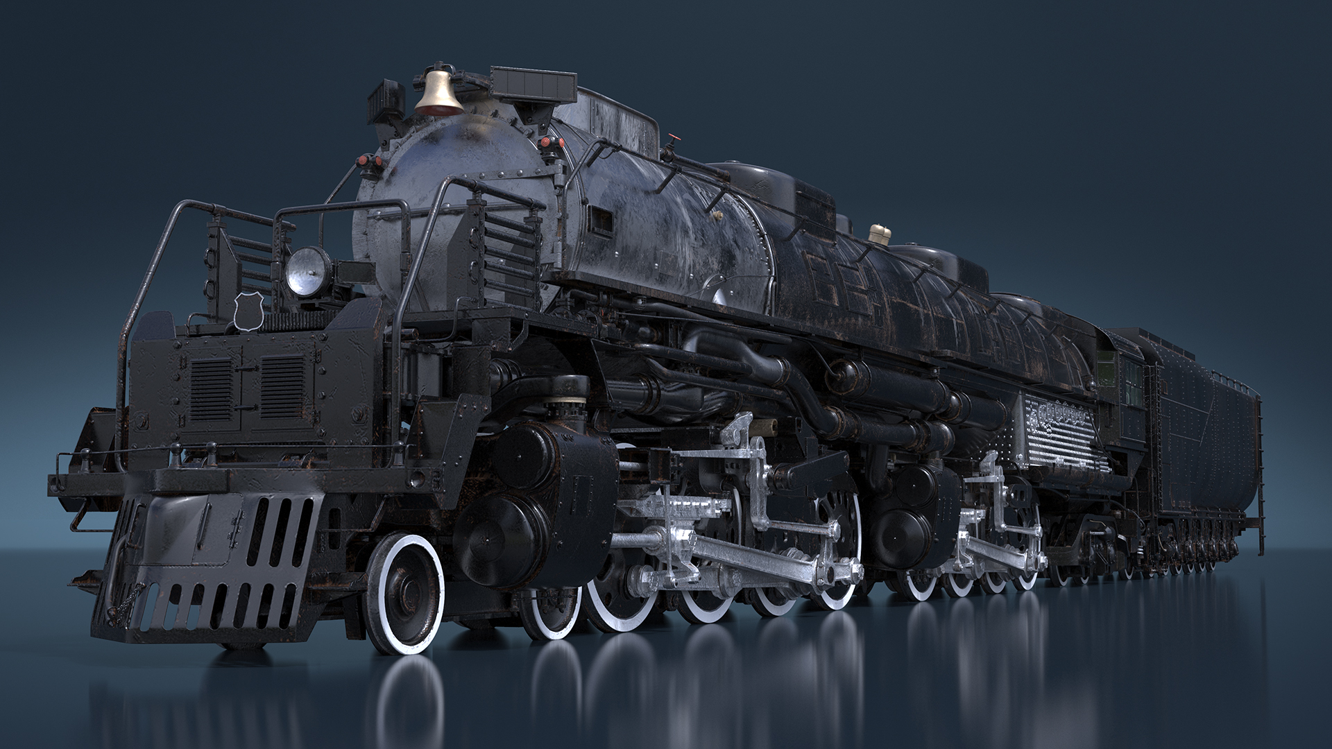 3D Vintage Locomotive with Trailed Tender model