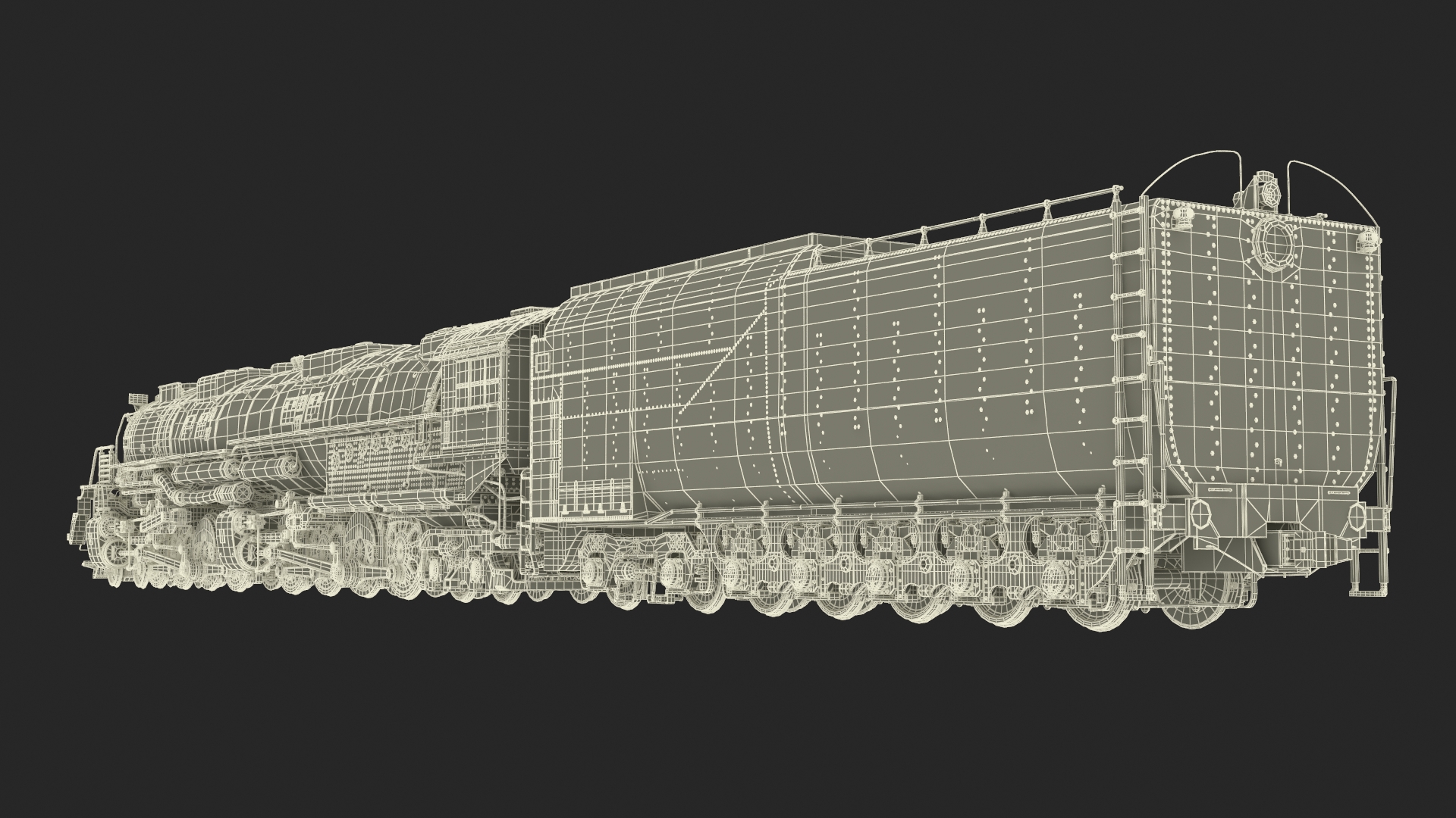 3D Vintage Locomotive with Trailed Tender model
