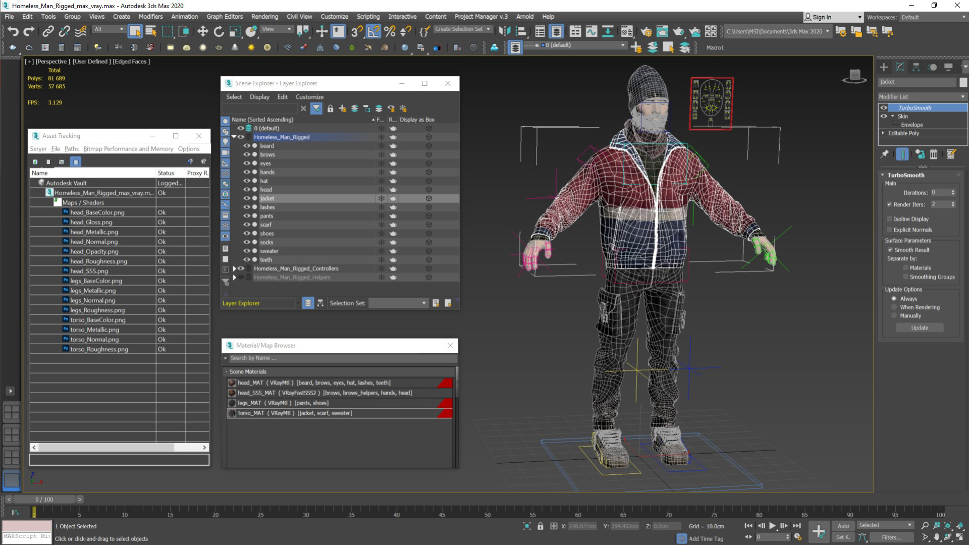 Homeless Man Rigged 3D model
