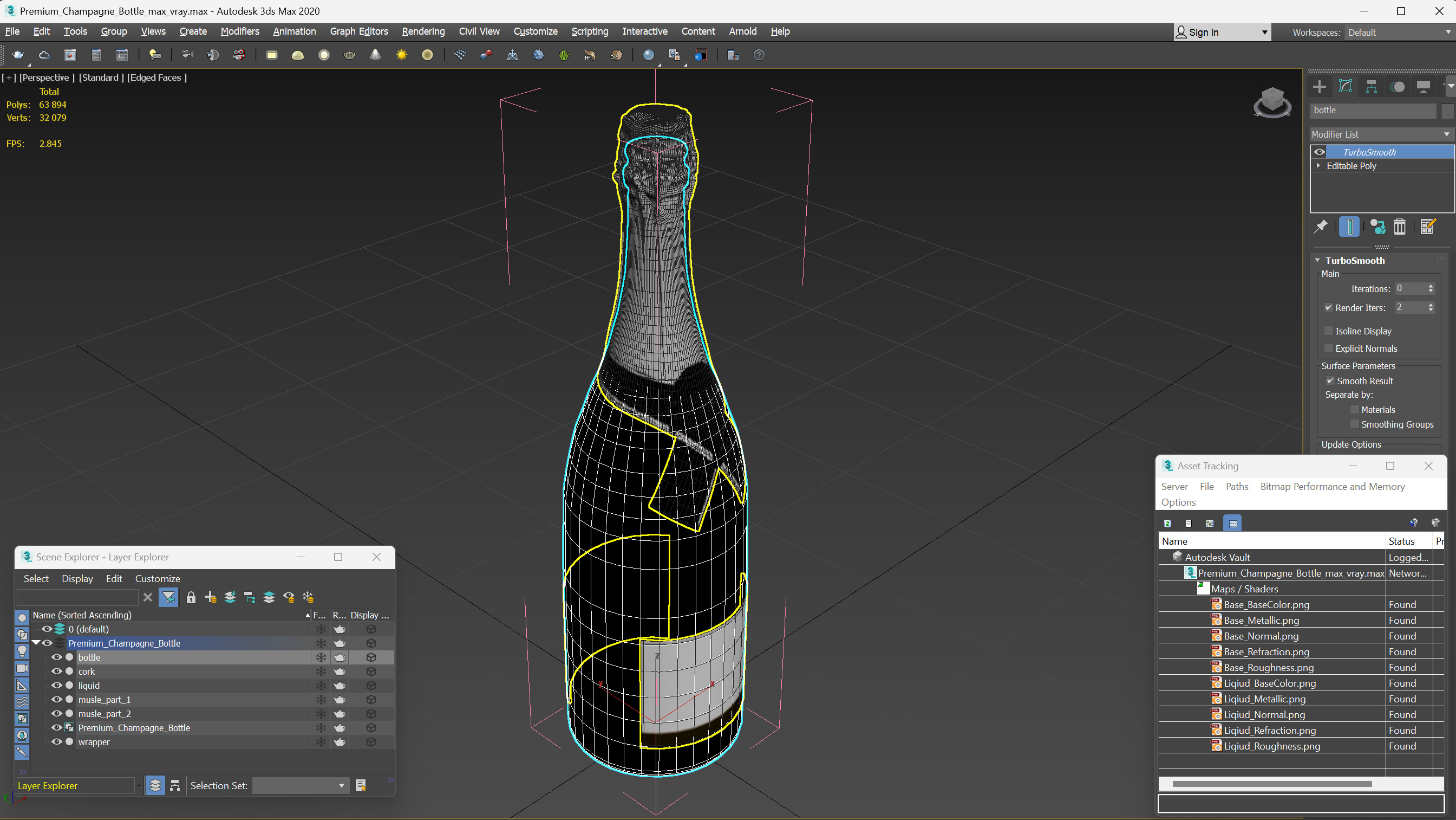 Premium Champagne Bottle 3D model