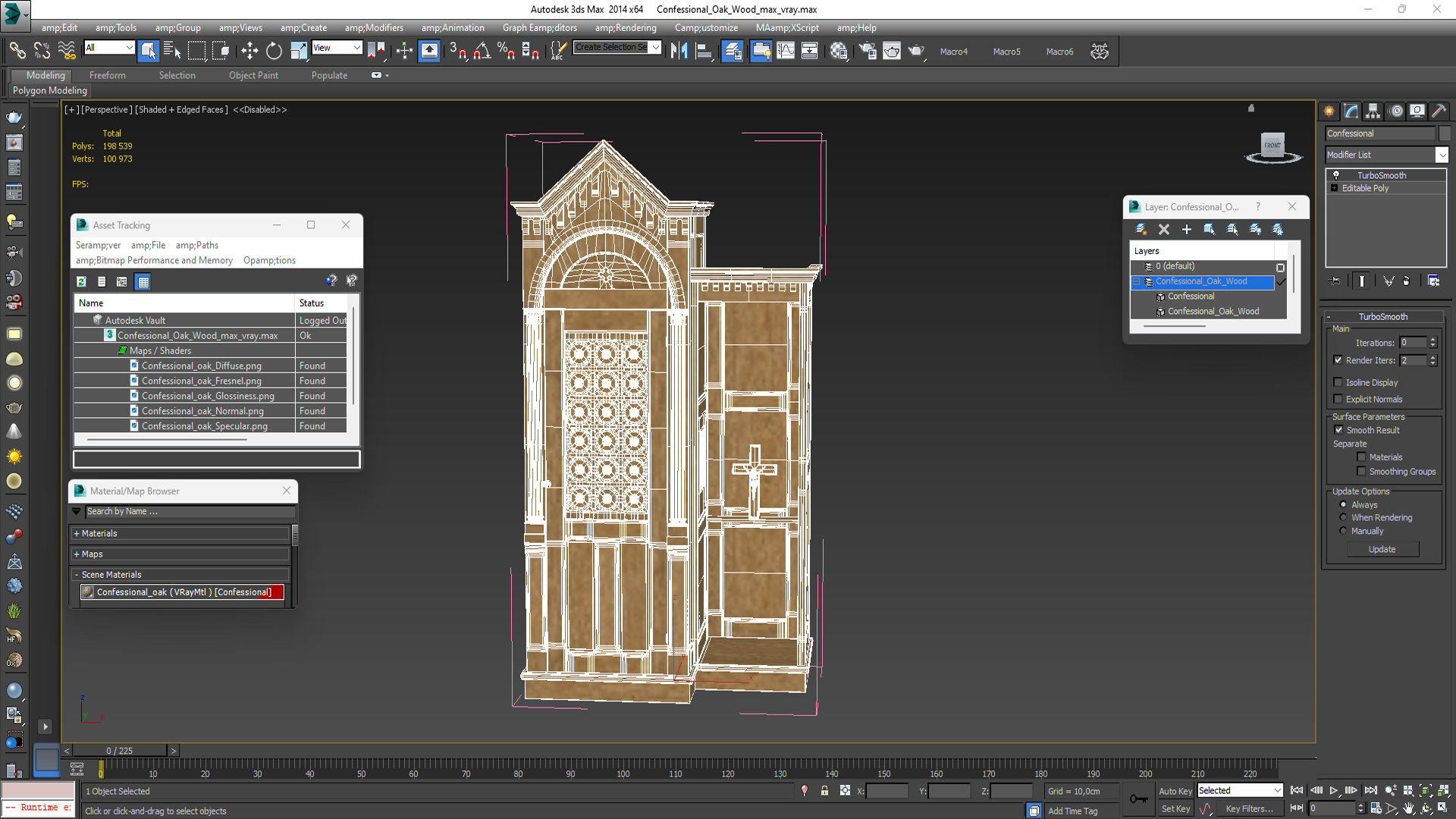 3D Confessional Oak Wood