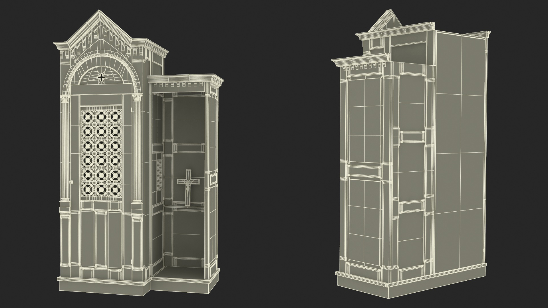3D Confessional Oak Wood