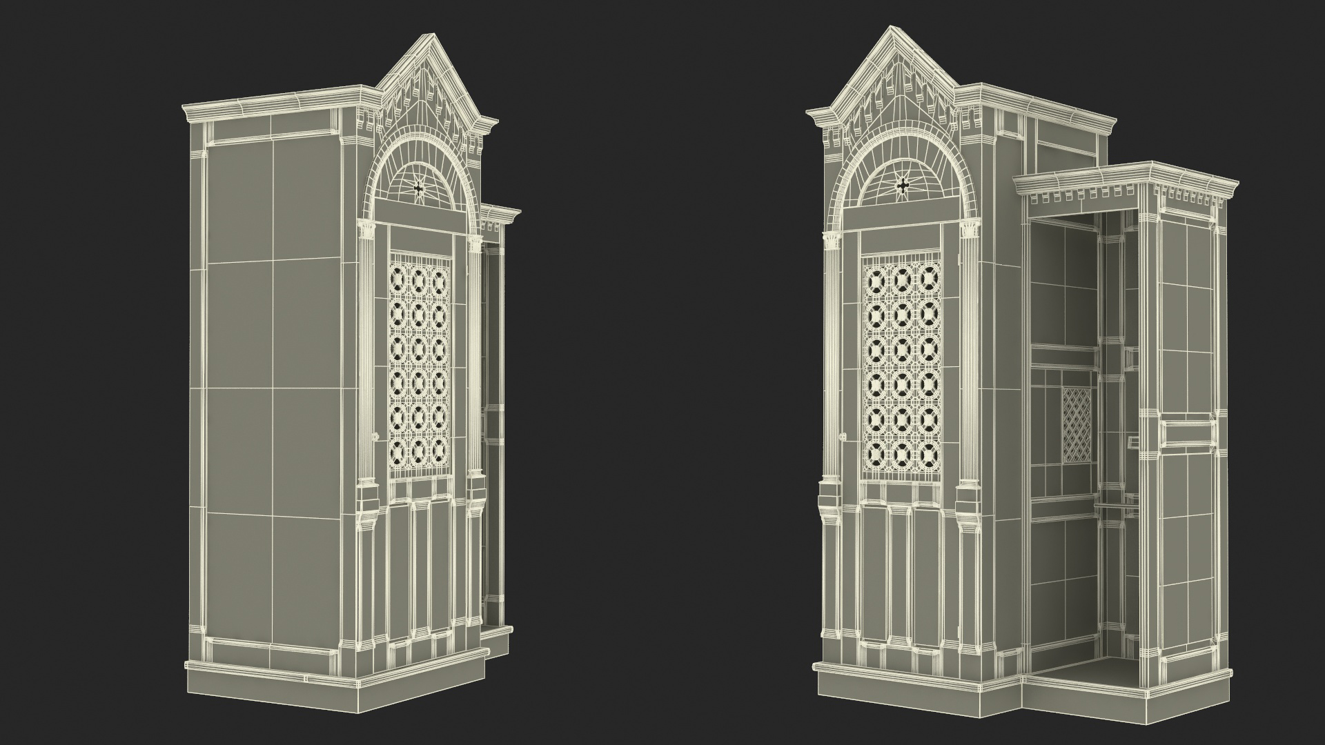 3D Confessional Oak Wood