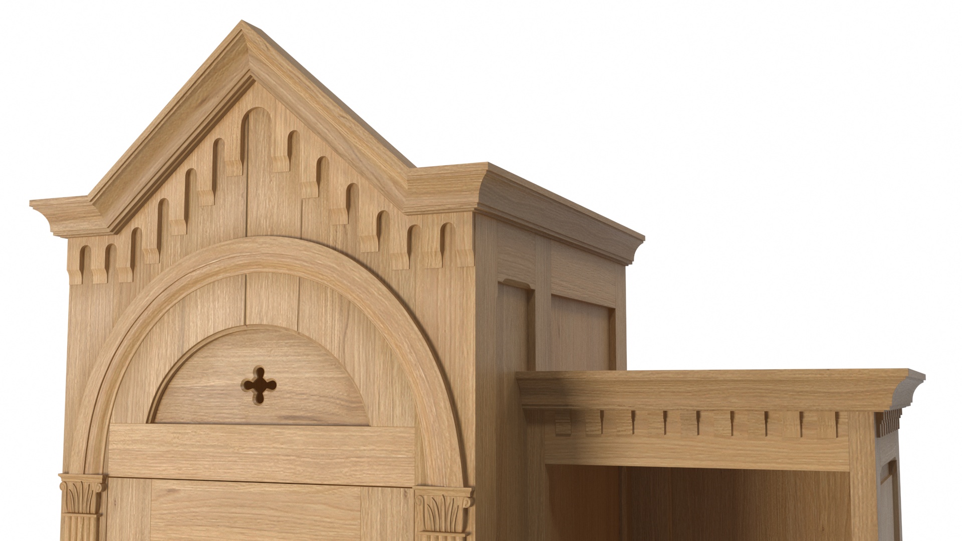 3D Confessional Oak Wood