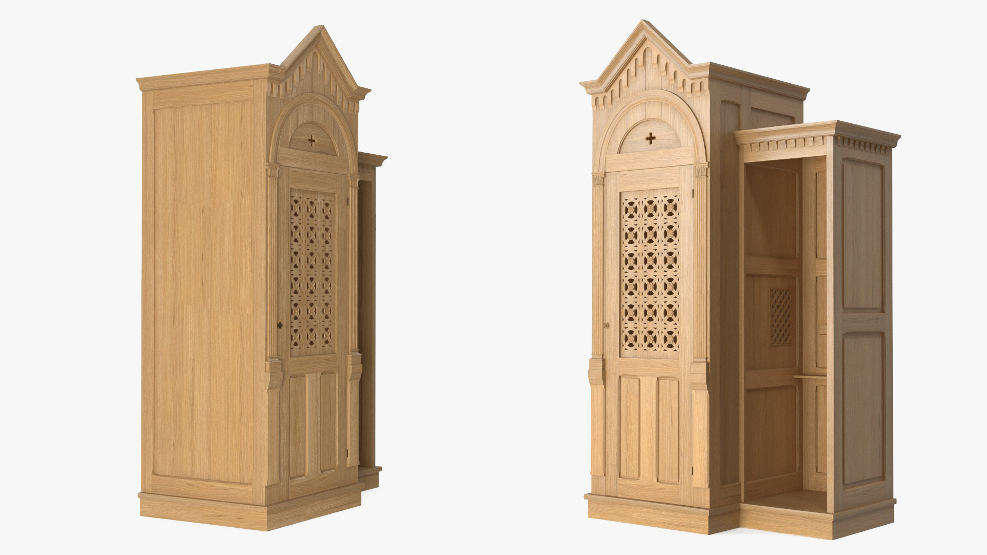 3D Confessional Oak Wood