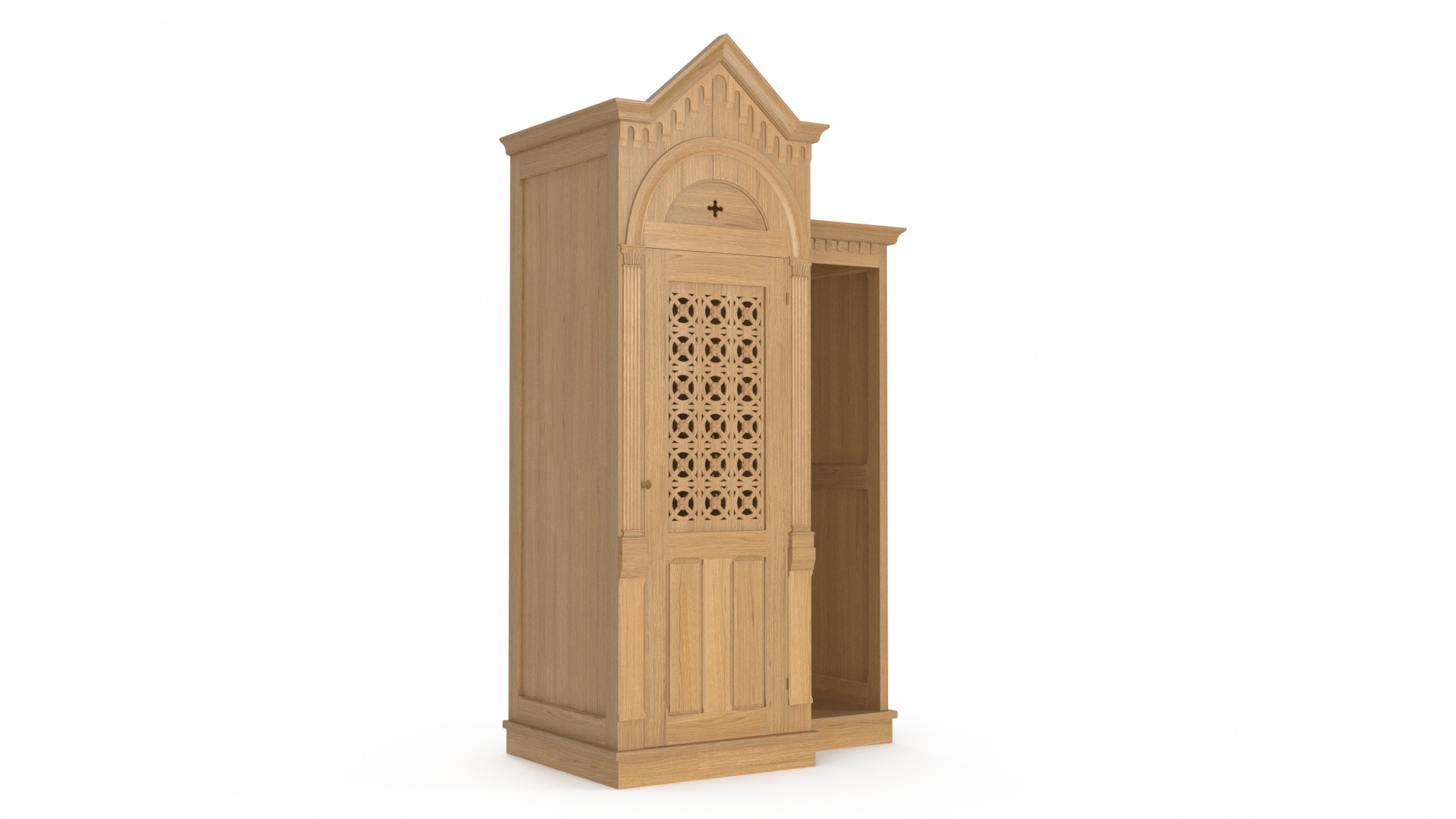 3D Confessional Oak Wood
