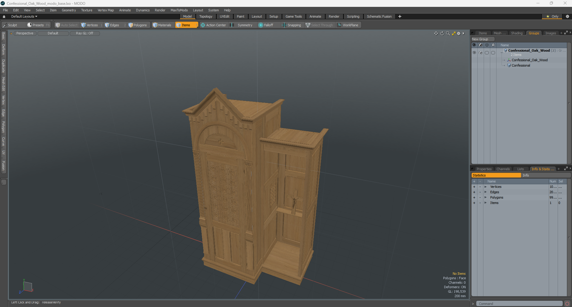 3D Confessional Oak Wood