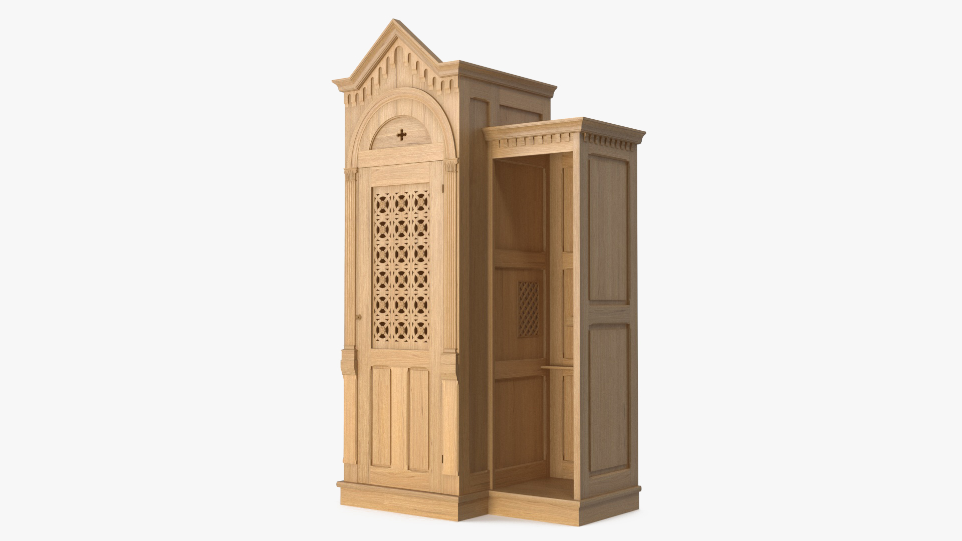 3D Confessional Oak Wood