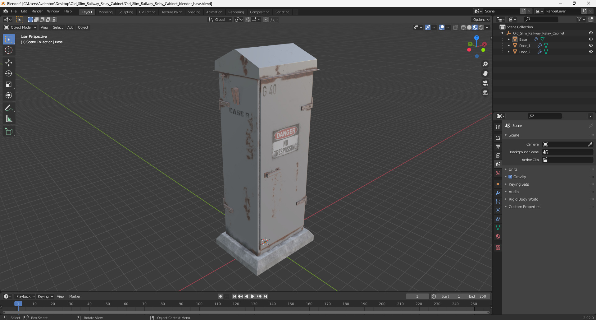 3D model Old Slim Railway Relay Cabinet
