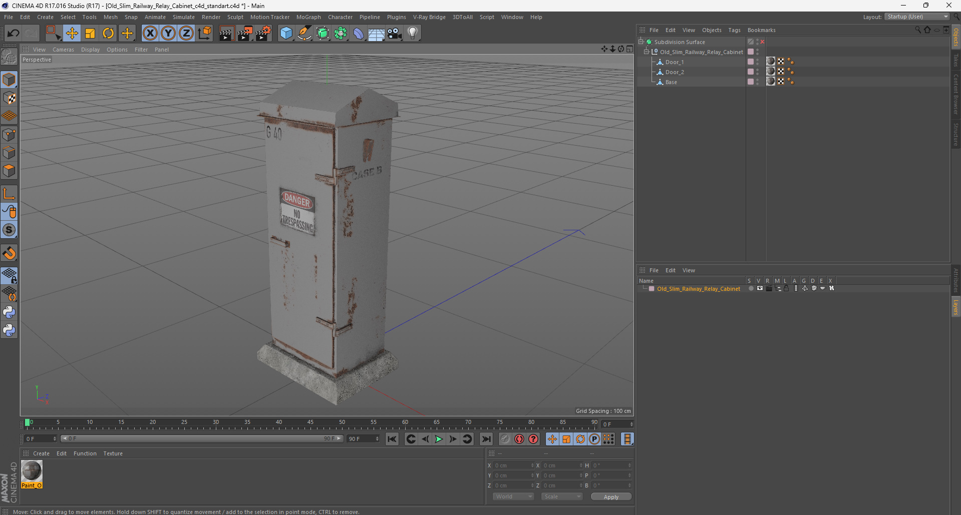 3D model Old Slim Railway Relay Cabinet