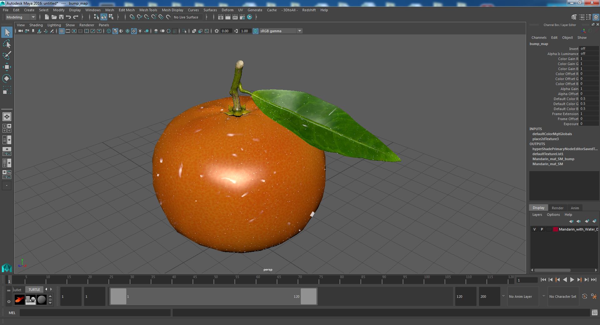 3D model Mandarin with Water Drops