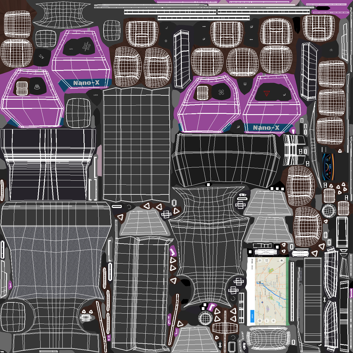 3D Flying Car Purple Simple Interior model