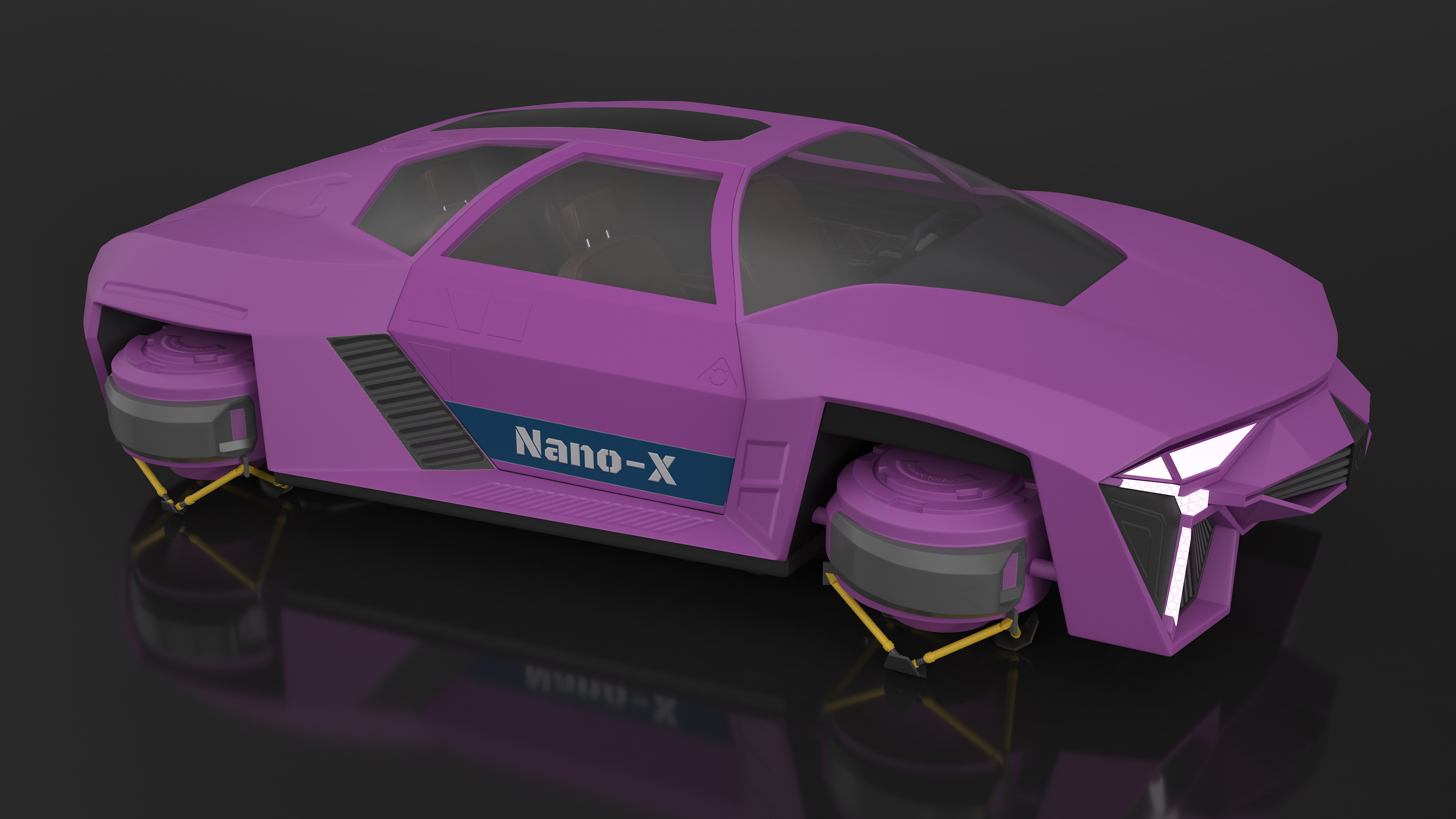 3D Flying Car Purple Simple Interior model