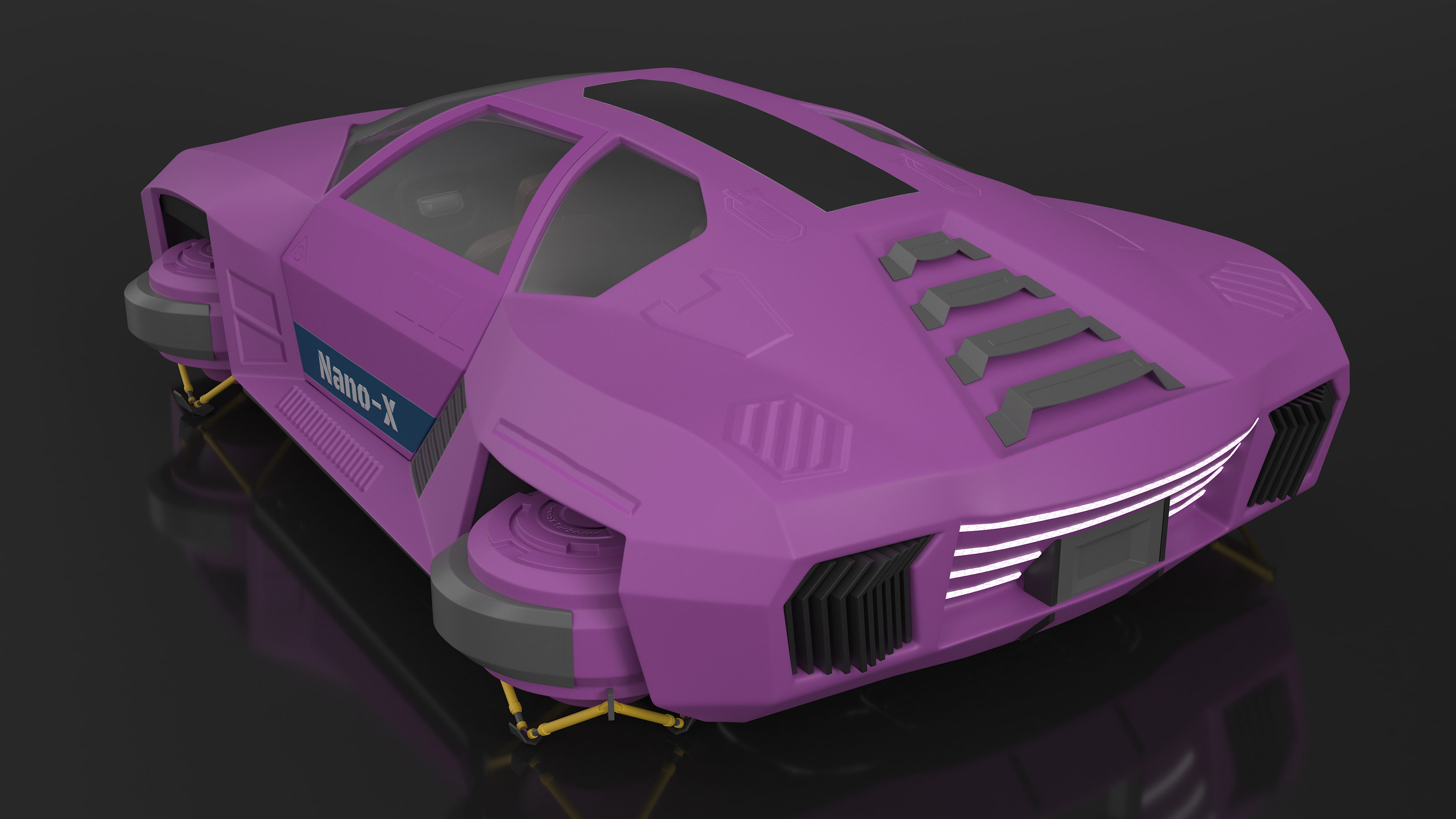 3D Flying Car Purple Simple Interior model