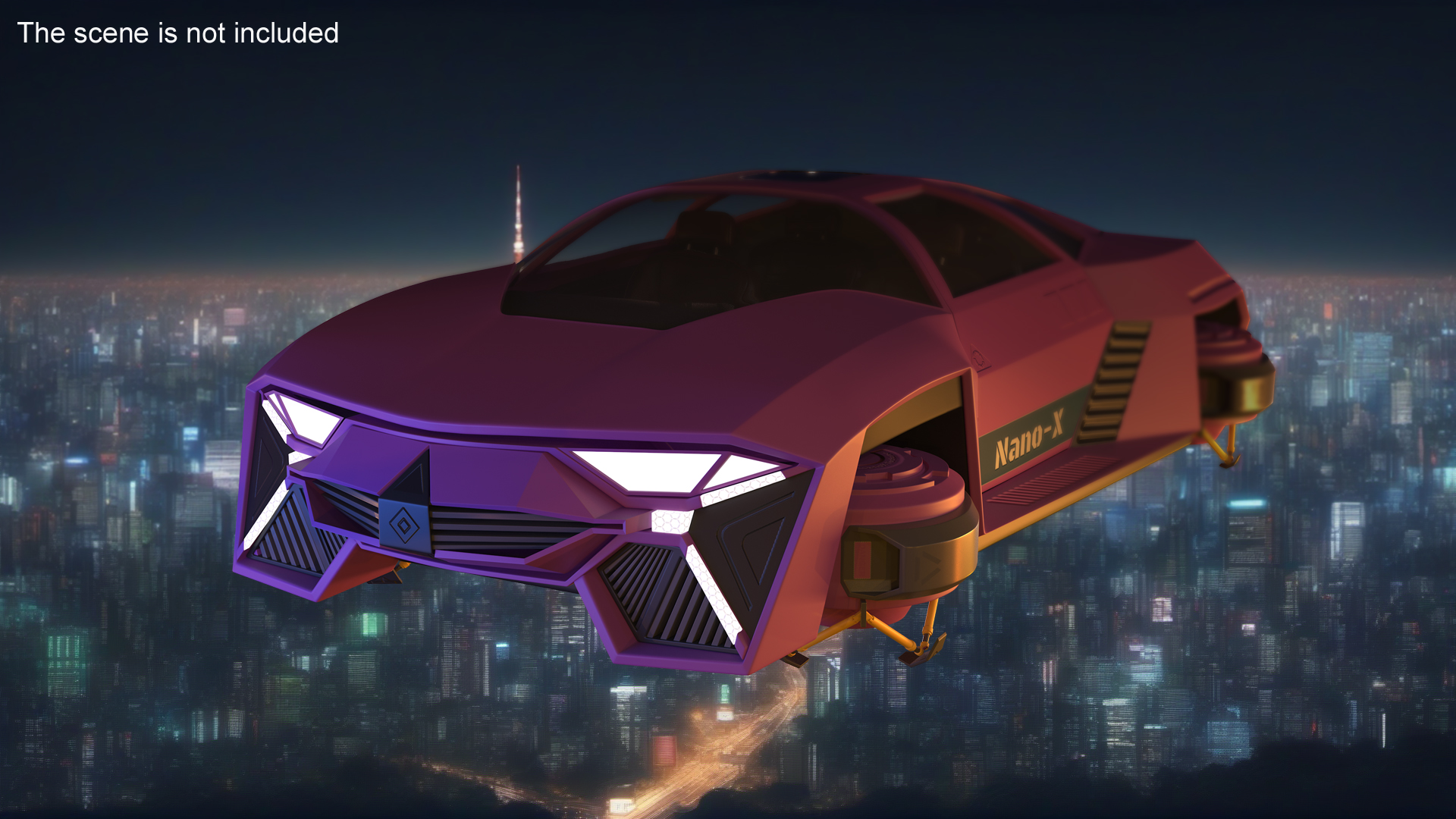 3D Flying Car Purple Simple Interior model
