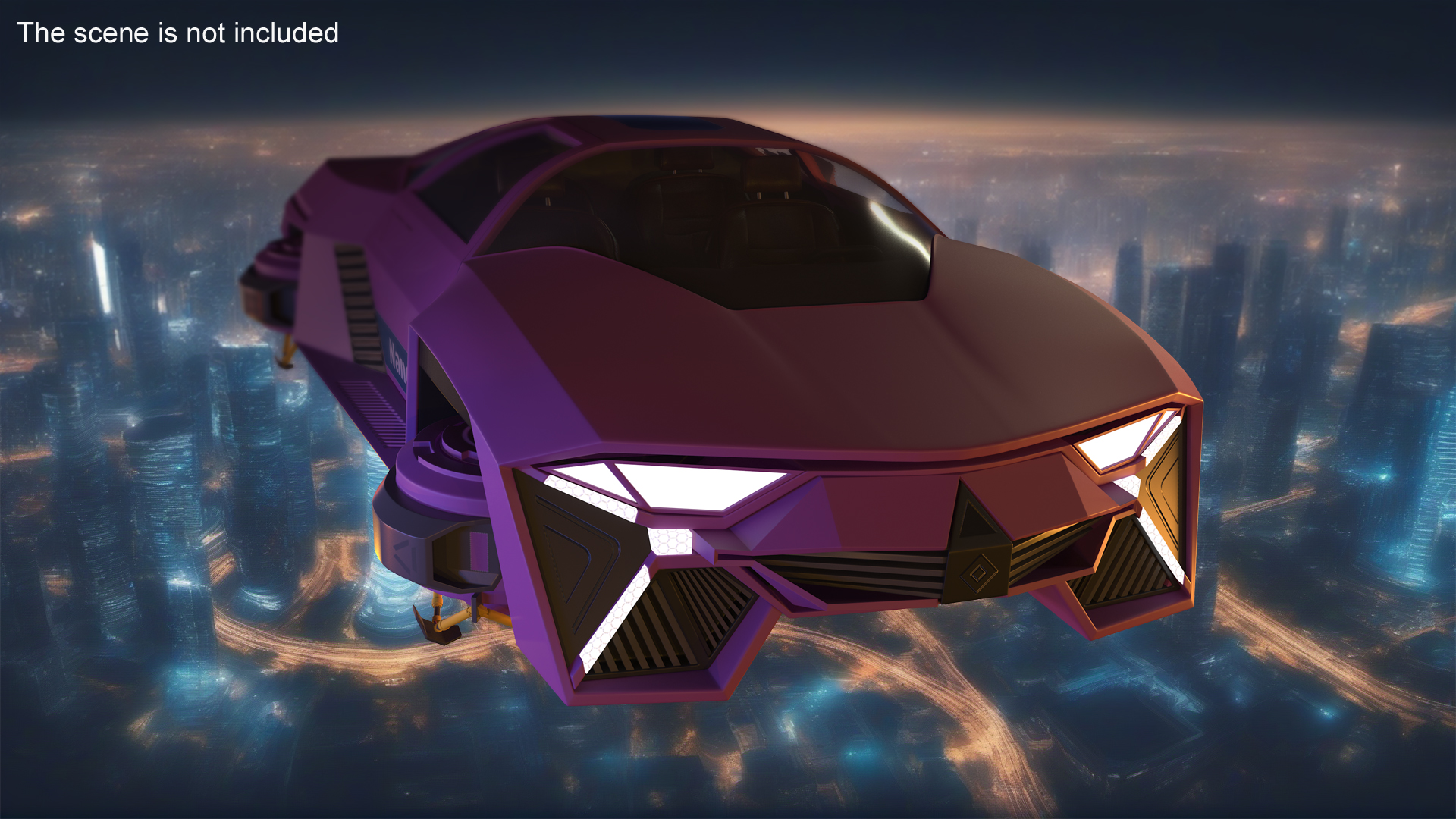3D Flying Car Purple Simple Interior model