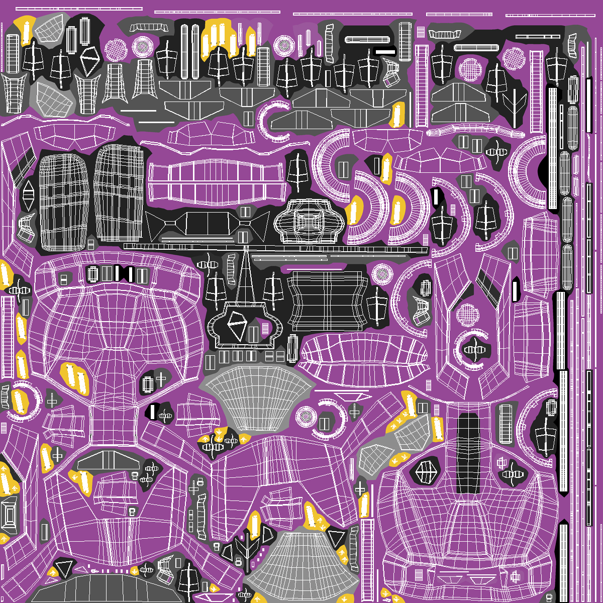 3D Flying Car Purple Simple Interior model