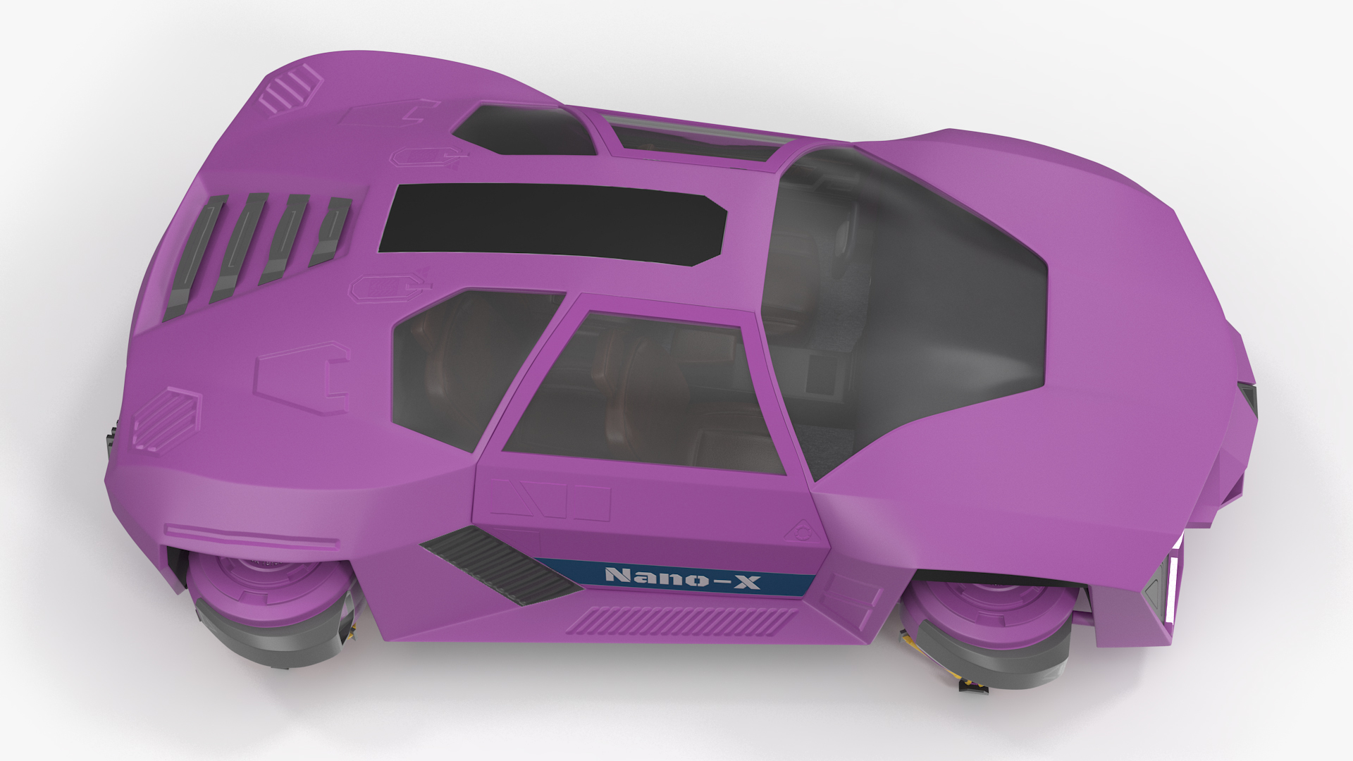 3D Flying Car Purple Simple Interior model