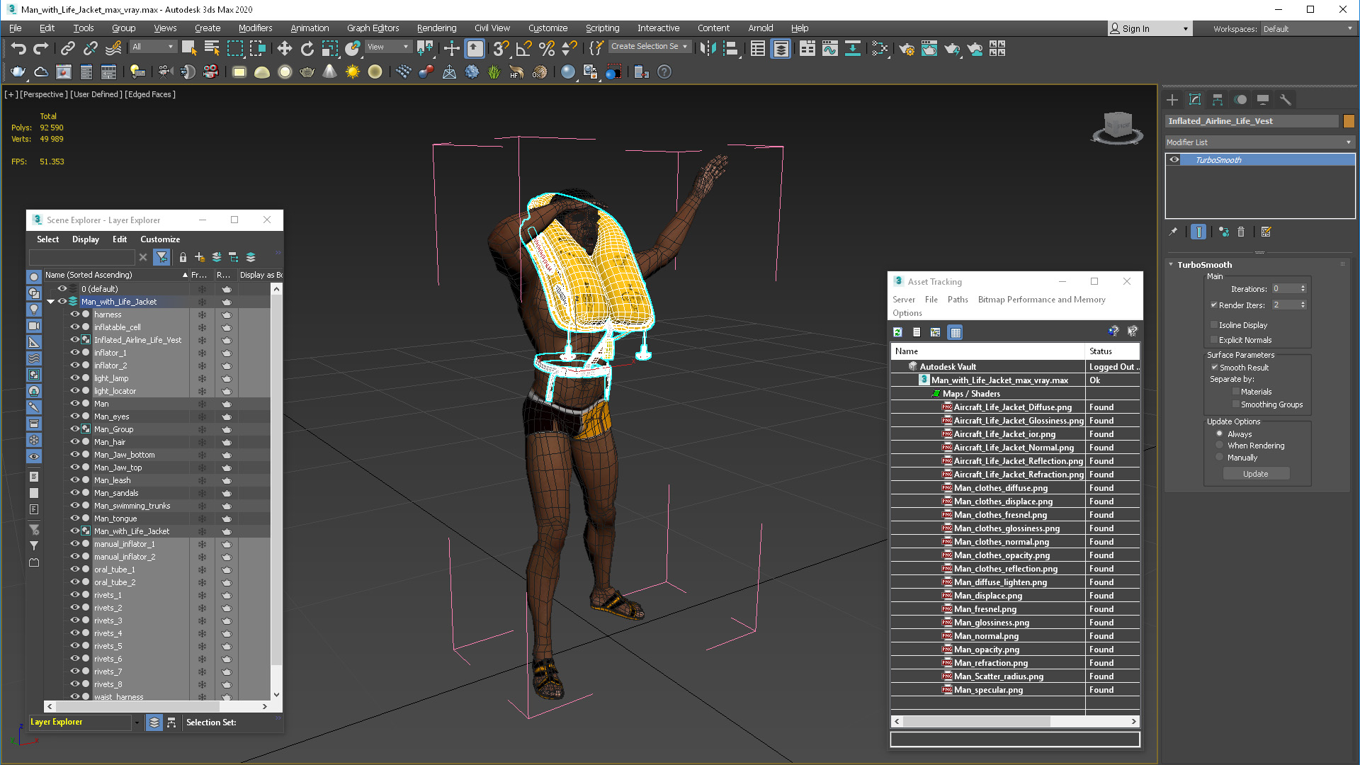 3D model Man with Life Jacket