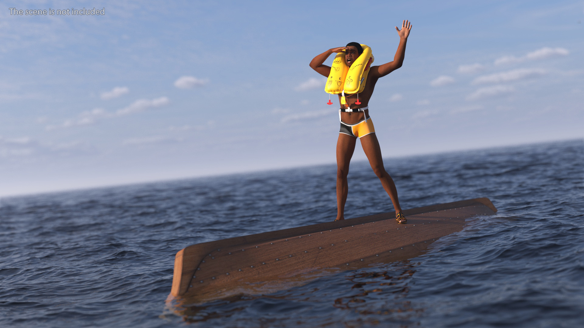 3D model Man with Life Jacket