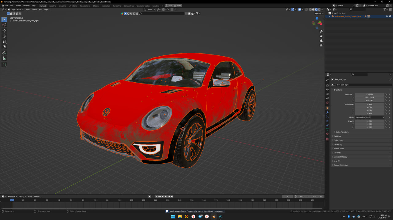 Volkswagen Beetle Compact Car 3D model